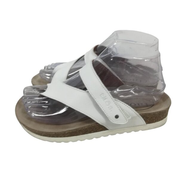 Taos Lola White Leather Toe Loop Sandals Size EU 37 US 6.-6.5 Thong Hook & Loop - Picture 3 of 13